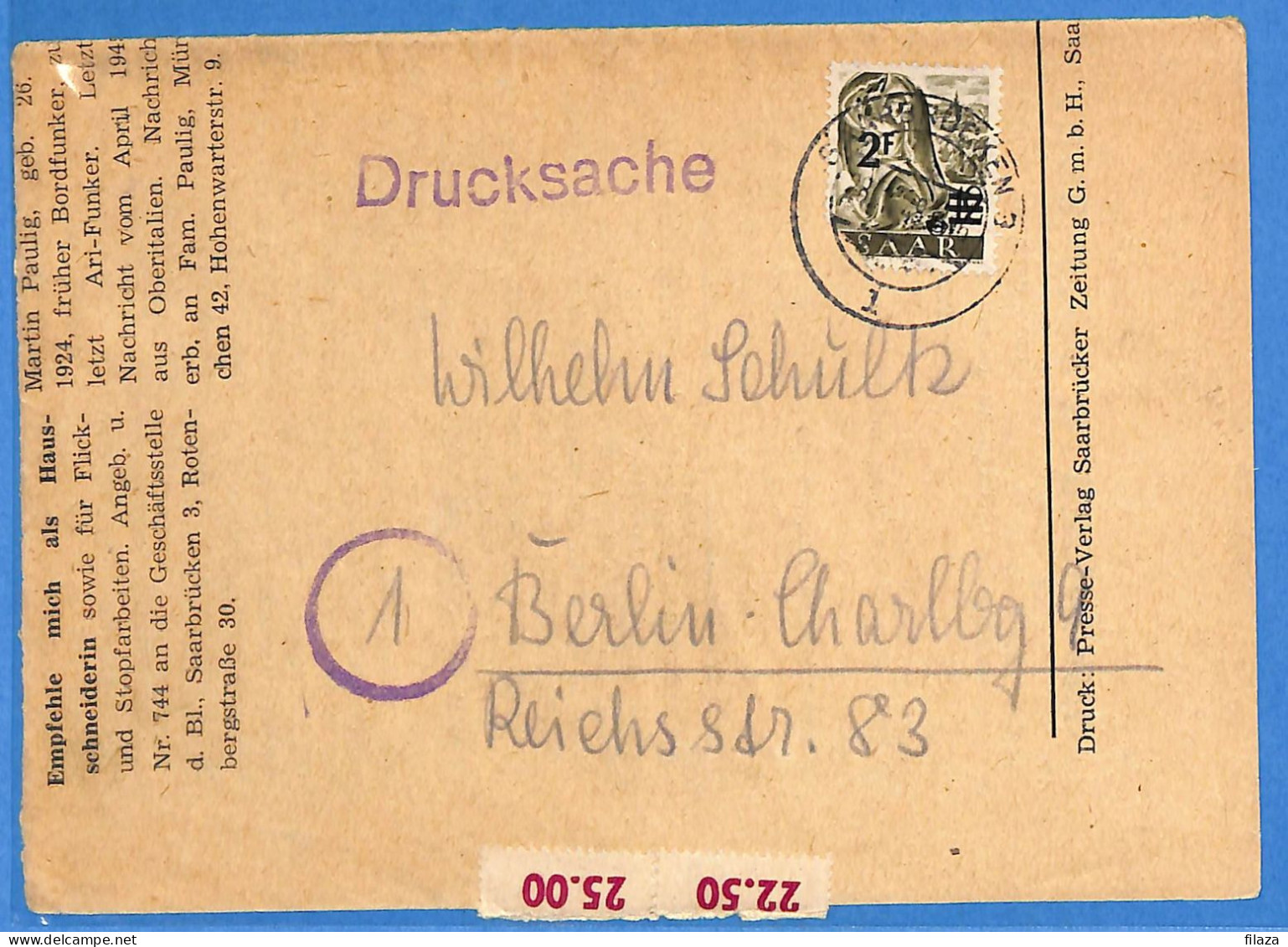 Saar - 1948 - Lettre De Saarbrücken - G31830 - Briefe U. Dokumente