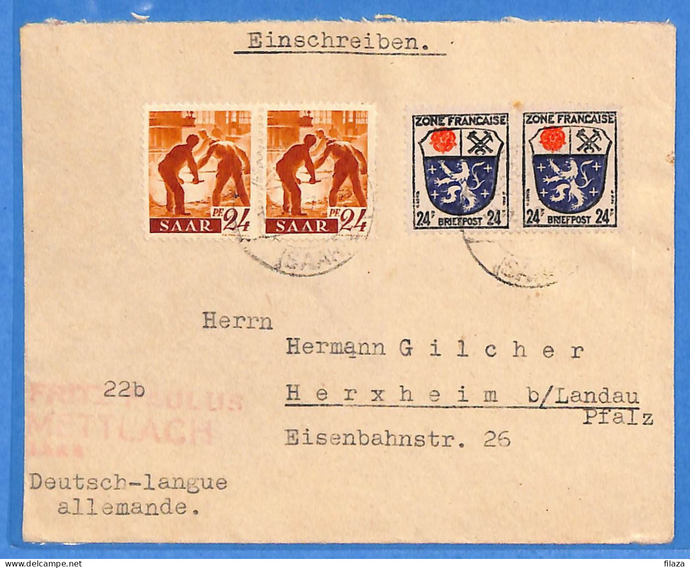 Saar - 1947 - Lettre De Mettlach - G31818 - Storia Postale