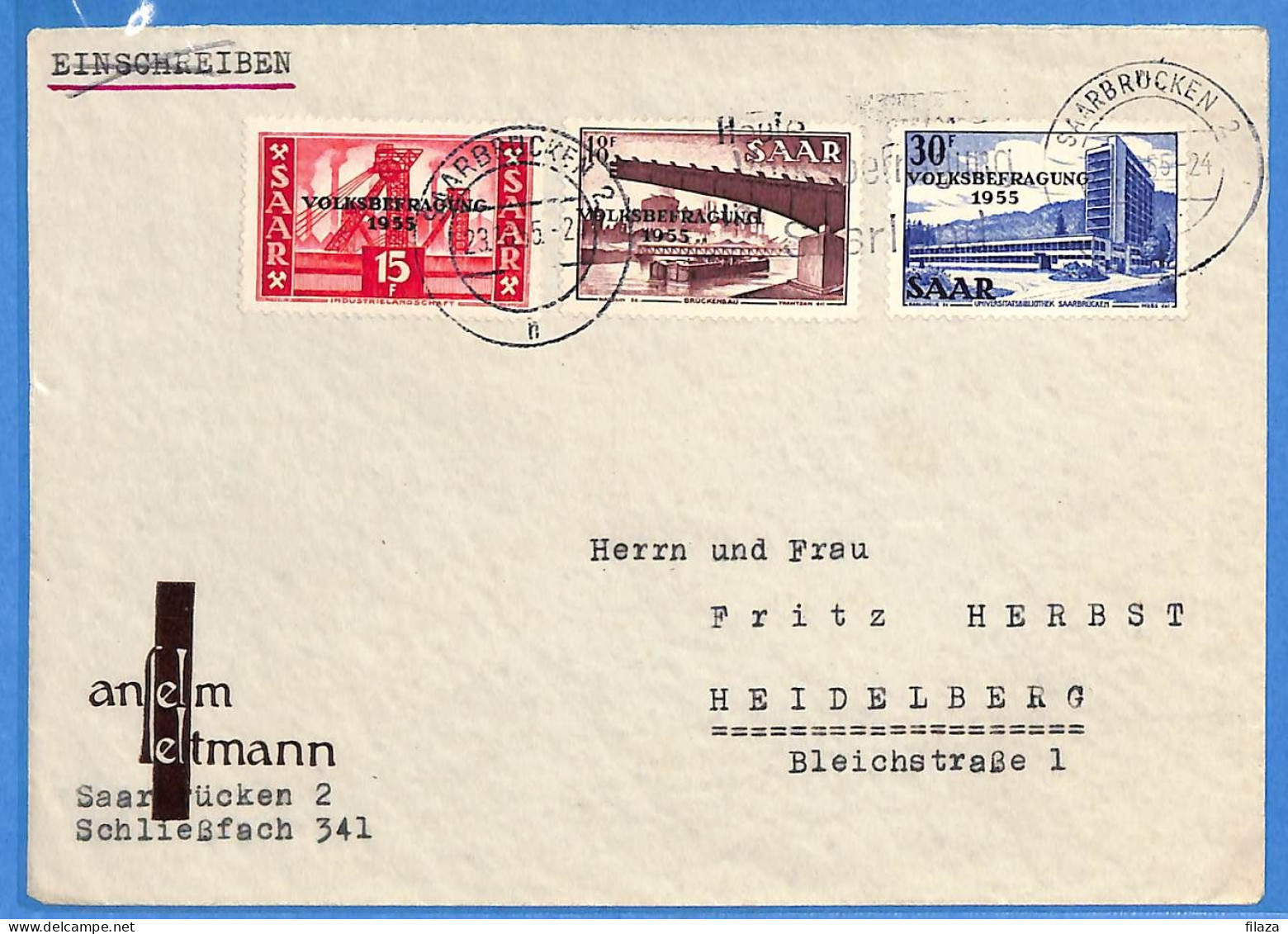 Saar - 1955 - Lettre De Saarbrücken - G31822 - Cartas & Documentos