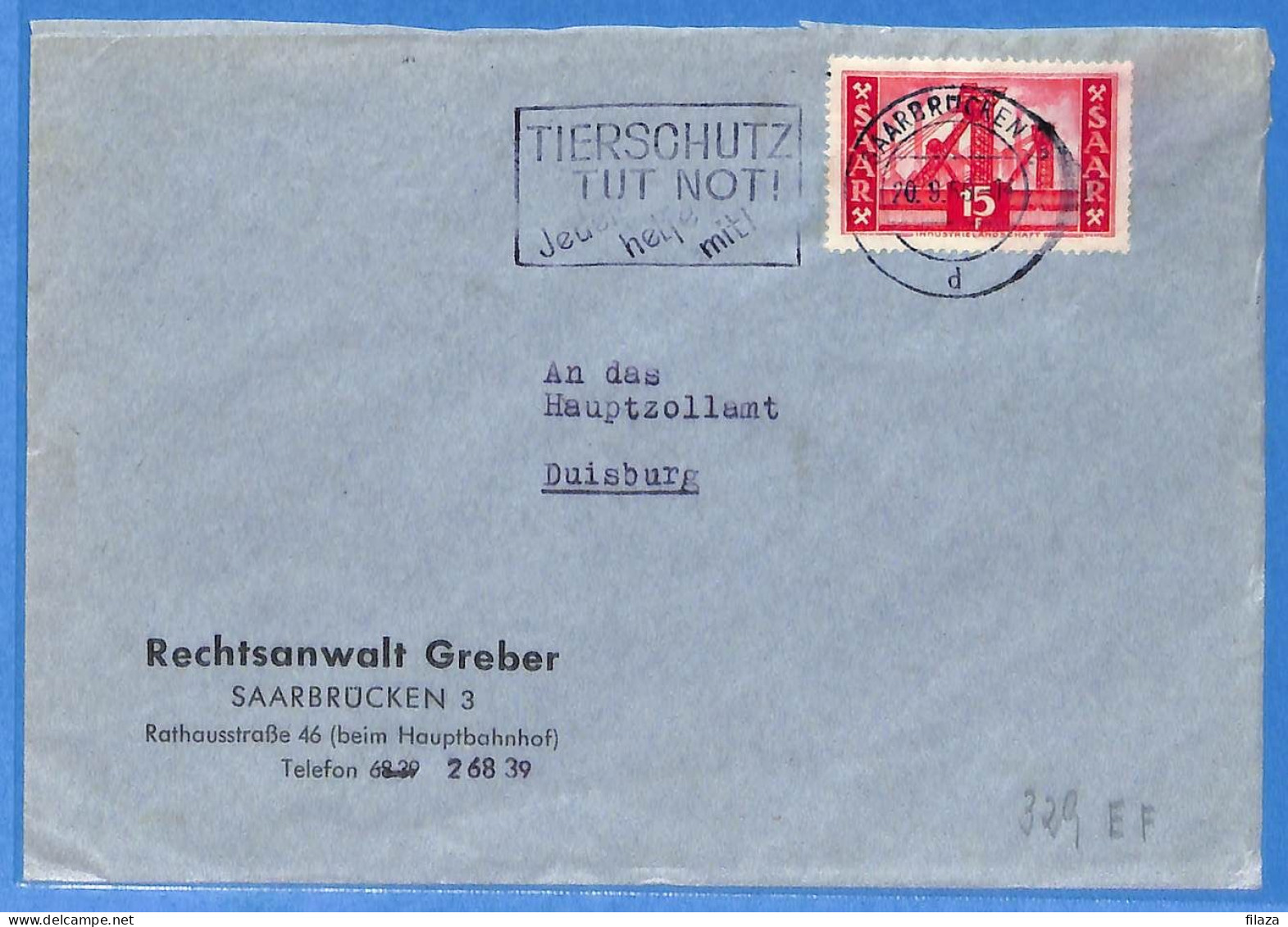 Saar - 1956 - Lettre De Saarbrücken - G31821 - Brieven En Documenten