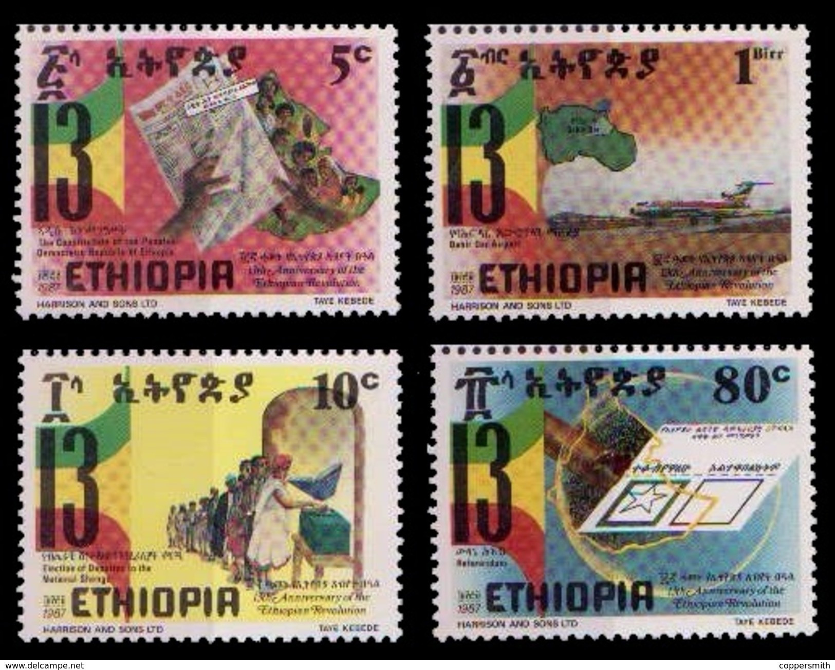 (306) Ethiopia / Ethiopie  Revolution / 1987  ** / Mnh  Michel 1275-78 - Äthiopien