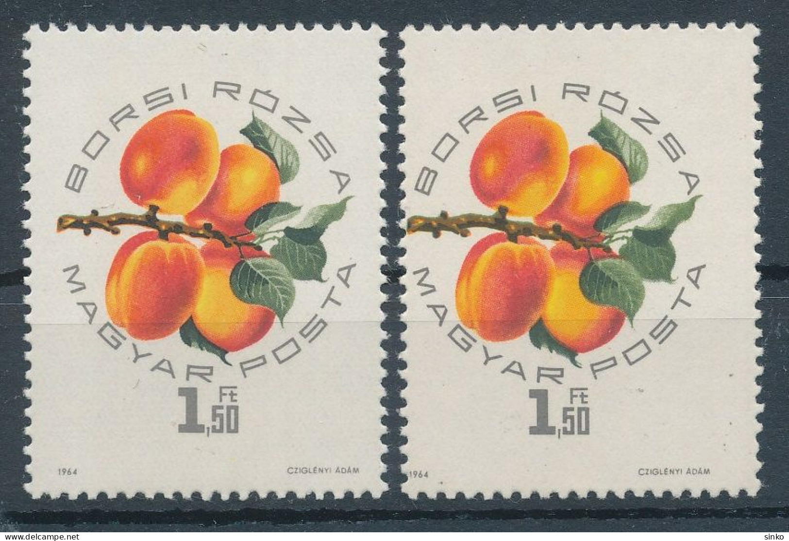 1964. Hungarian Types Of Peaches - Misprint - Variedades Y Curiosidades