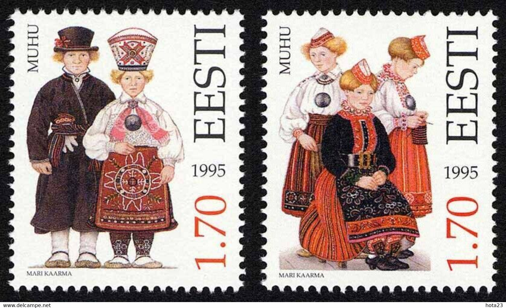 Stamp Of ESTONIA 1995 - Estonian Folk Costumes – Muhu (2 Stamps) MNH M 248 /249 - Estonia