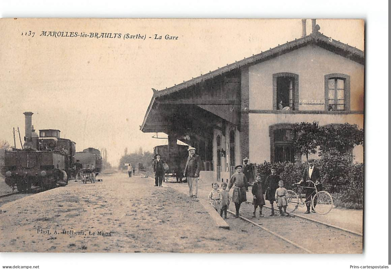 CPA 72 Marolles Les Braults La Gare Et Le Train Tramway - Marolles-les-Braults