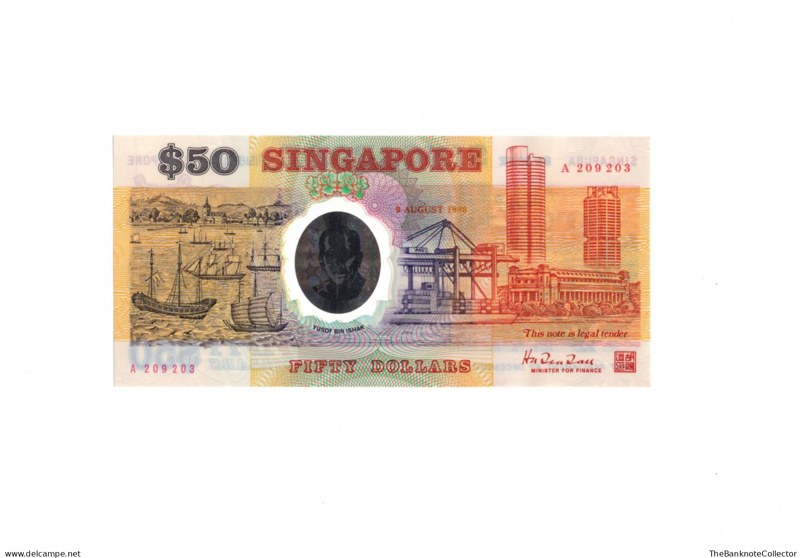 Singapore 50 Dollars 1990 Commemorative 25th Year Of Independence Red Lettered Date Polymer P-30 UNC - Singapur