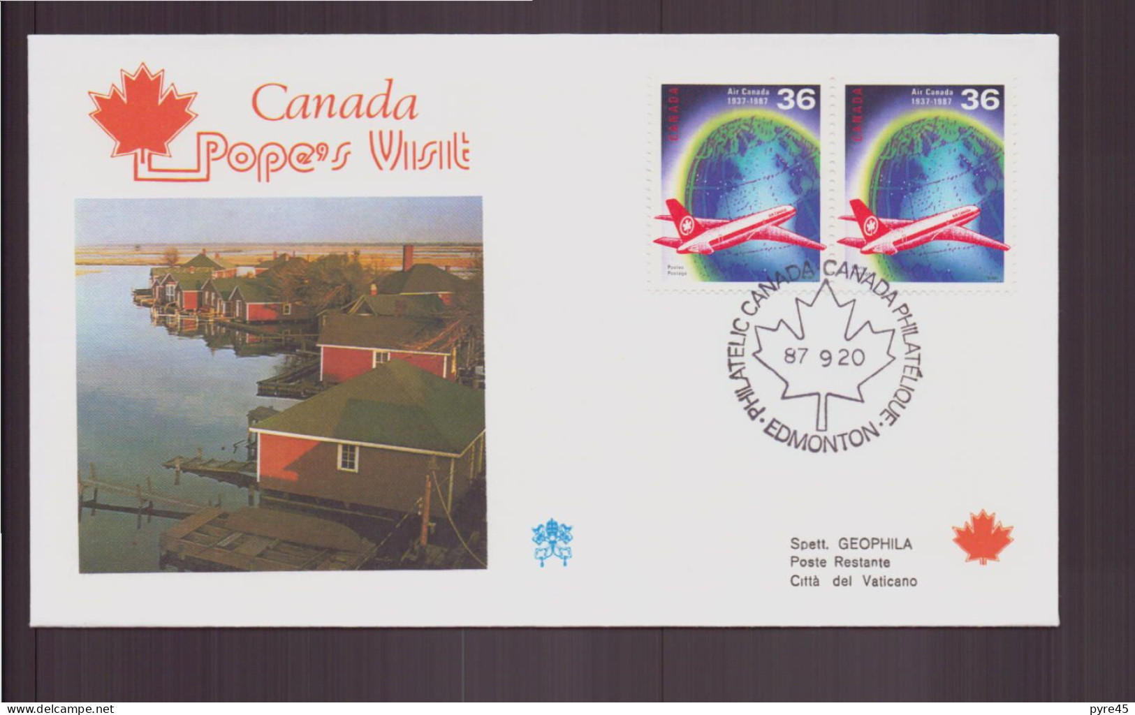 Canada, Enveloppe Avec Cachet Commémoratif " Visite Du Pape Jean-Paul II " Edmonton, 20 Septembre 1987 - Gedenkausgaben