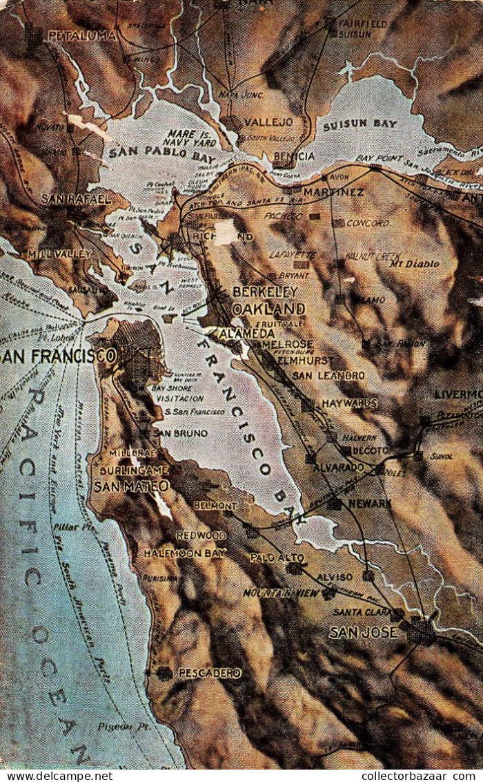 Map Of San Francisco And Surroundings, California - PNC Postcard - Landkarten