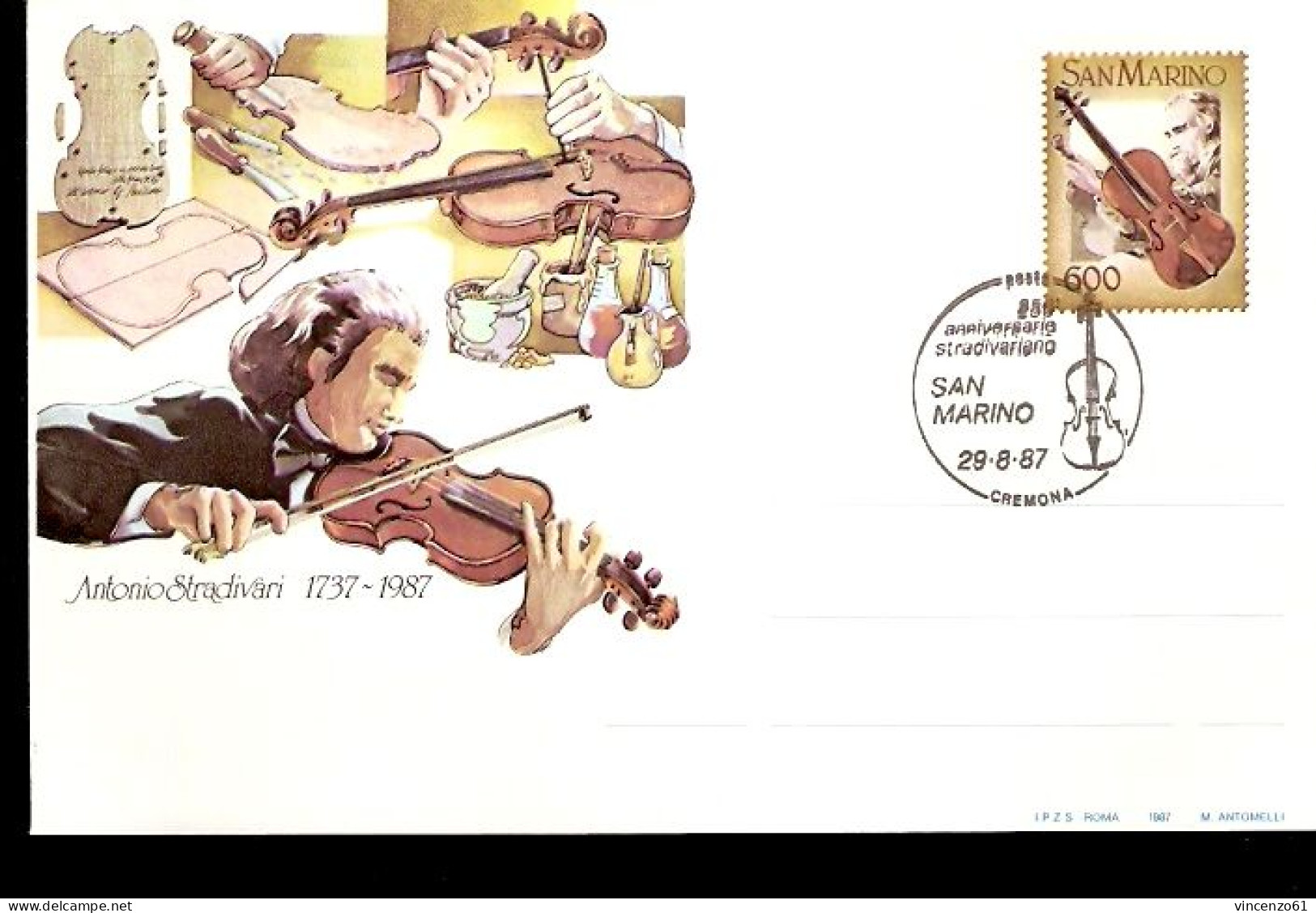 REPUBBLICA DI SAN MARINO BUSTA FDC ANTONIO STRADIVARI - Music