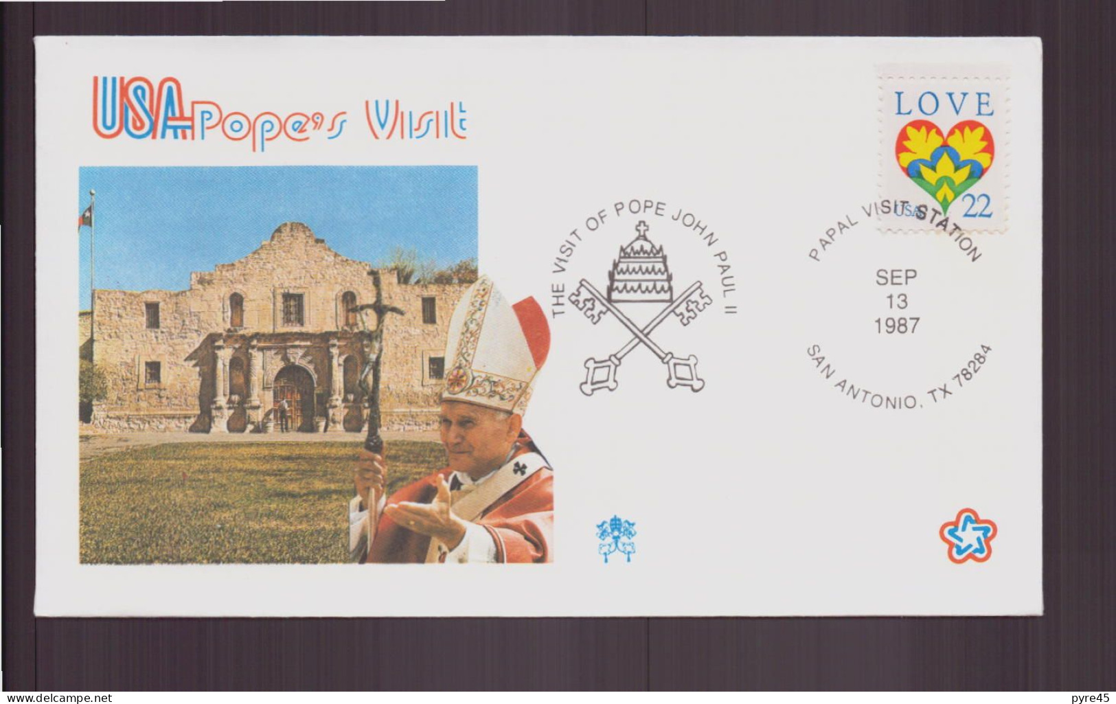 Etats-Unis, Enveloppe Avec Cachet Commémoratif " Visite Du Pape Jean-Paul II " San Antonio, 13 Septembre 1987 - Event Covers