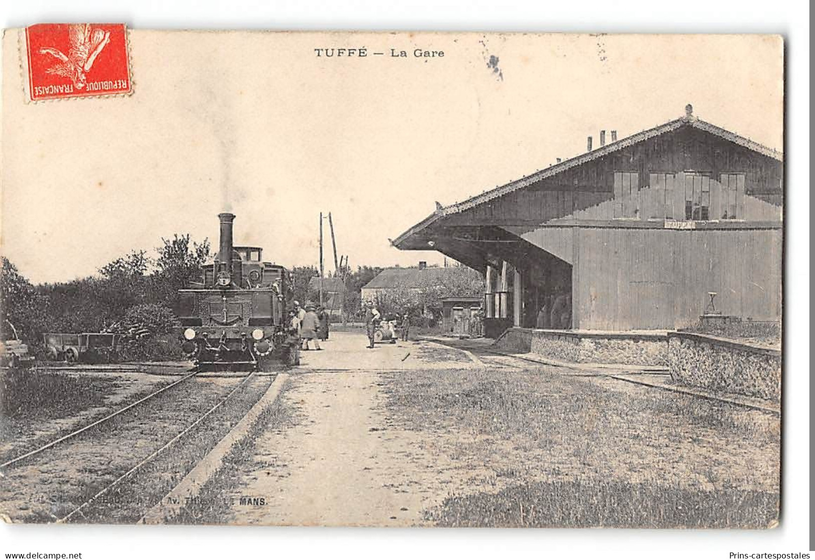 CPA 72 Tuffé La Gare Et Le Train Tramway - Tuffe