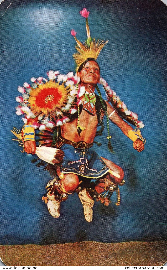 Indian War Dancers Bob Petley Postcard Ethnic Americana Feathers Colorful - América