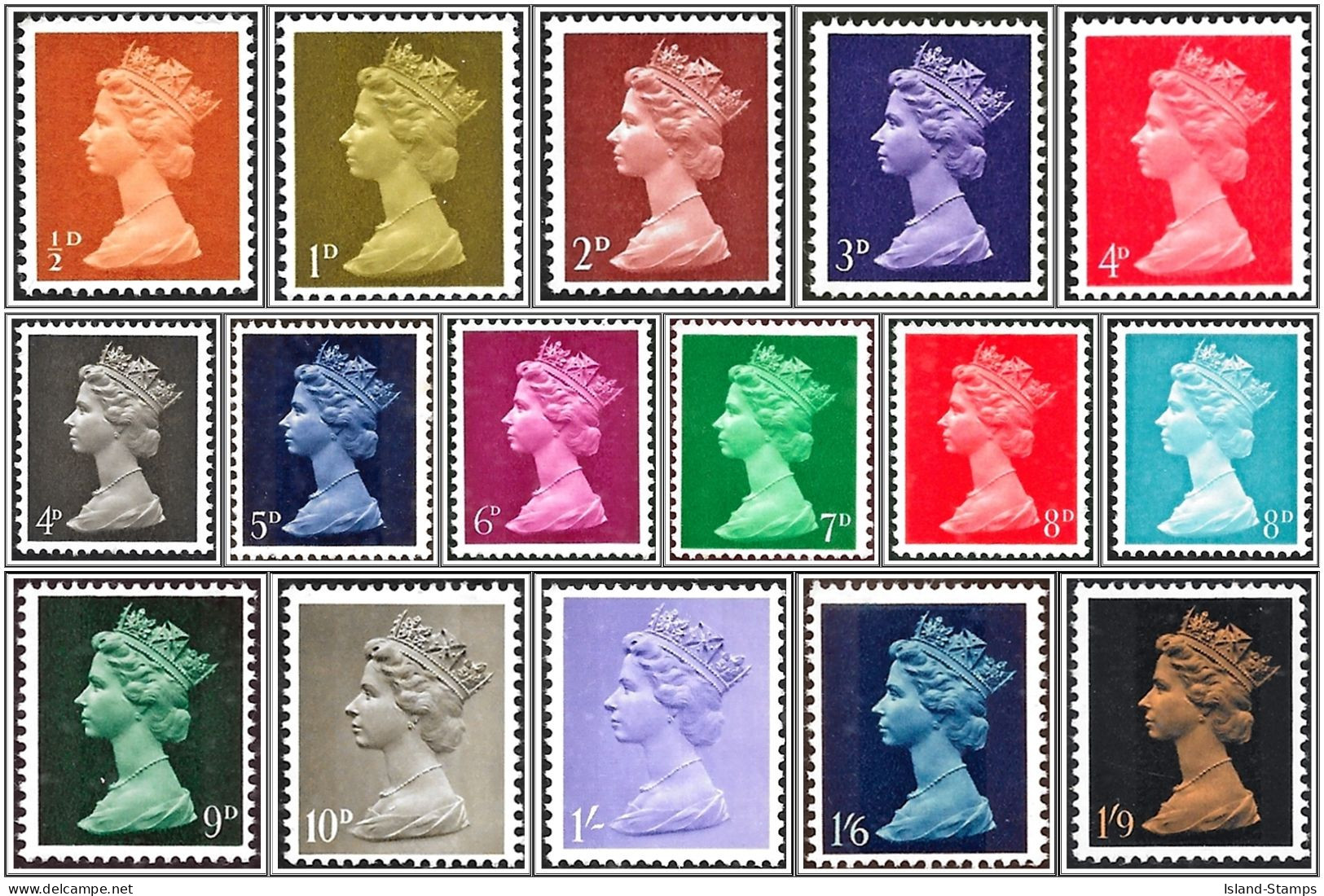 SG723-744 1967 Basic Set Of 16 Pre Decimal Machins Unmounted Mint Hrd2a - Neufs