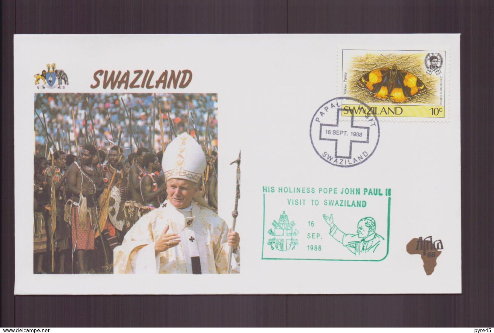 Swaziland, Enveloppe Avec Cachet Commémoratif " Visite Du Pape Jean-Paul II " 16 Septembre 1988 - Swaziland (1968-...)