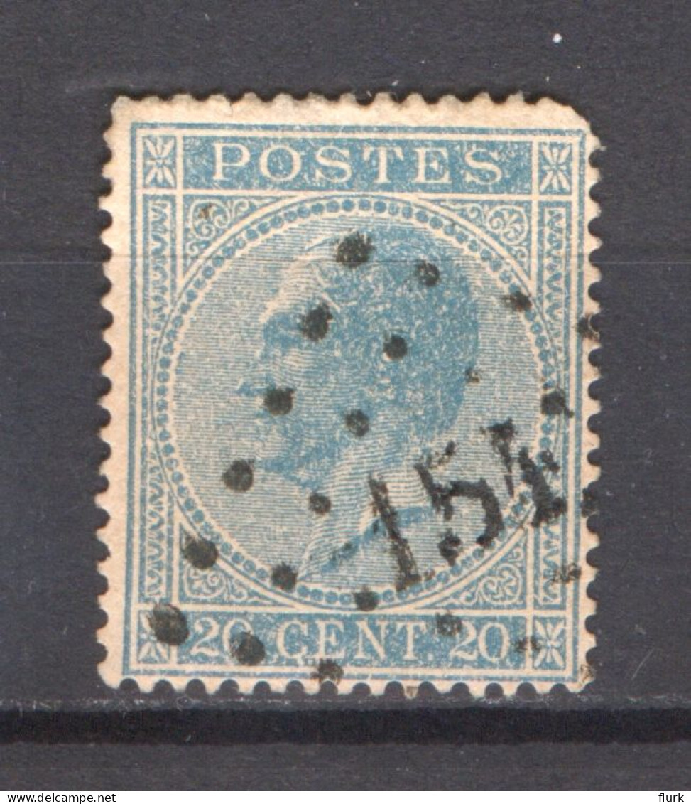 België OCB18 Gestempeld Pt154 Gouy-Lez-Pieton COBA €8 - 1865-1866 Profile Left