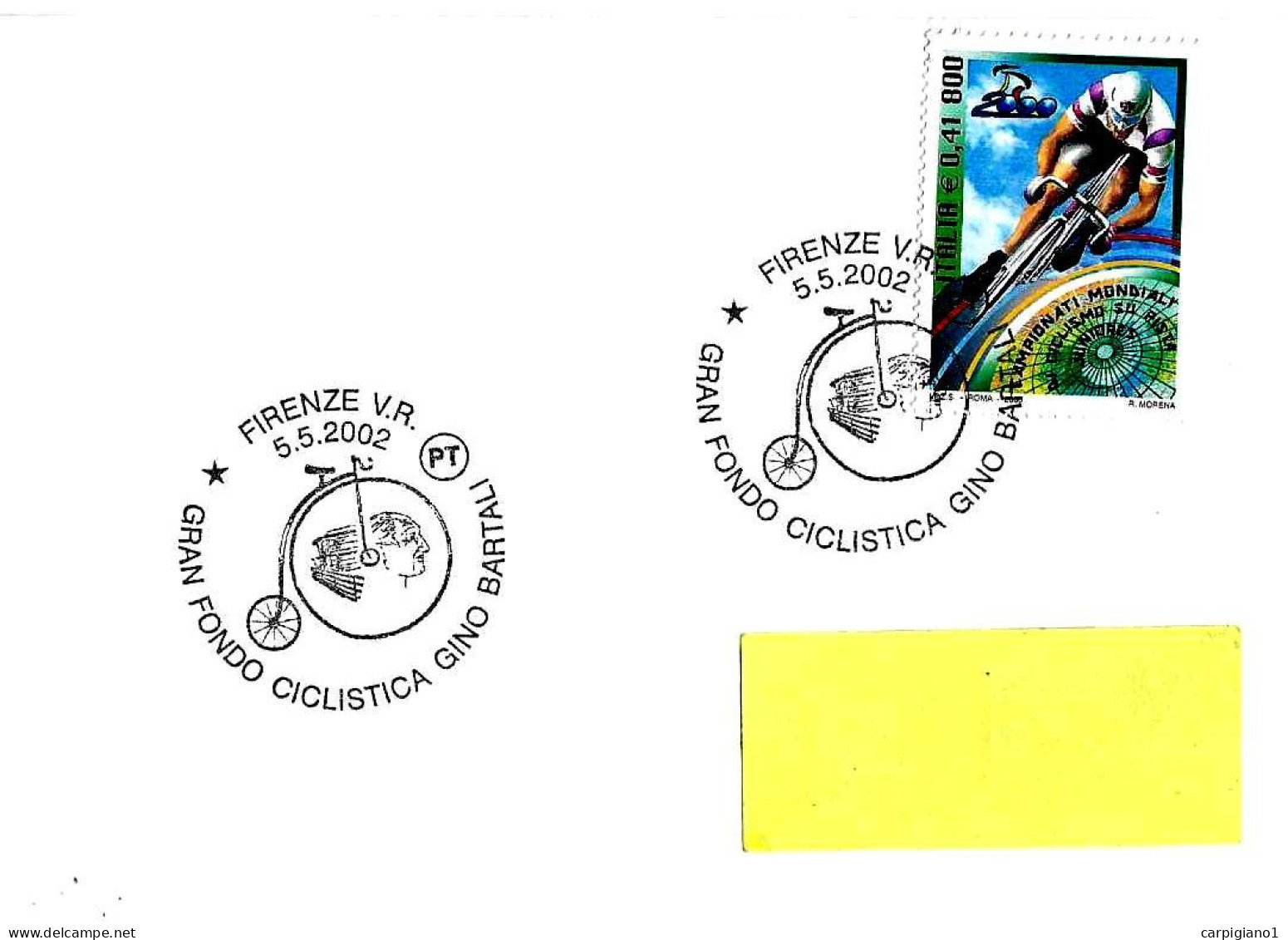 ITALIA ITALY - 2002 FIRENZE Gran Fondo Ciclismo GINO BARTALI (velocipede, Profilo Campione) Su Busta Viaggiata – 9076 - 2001-10: Marcofilia