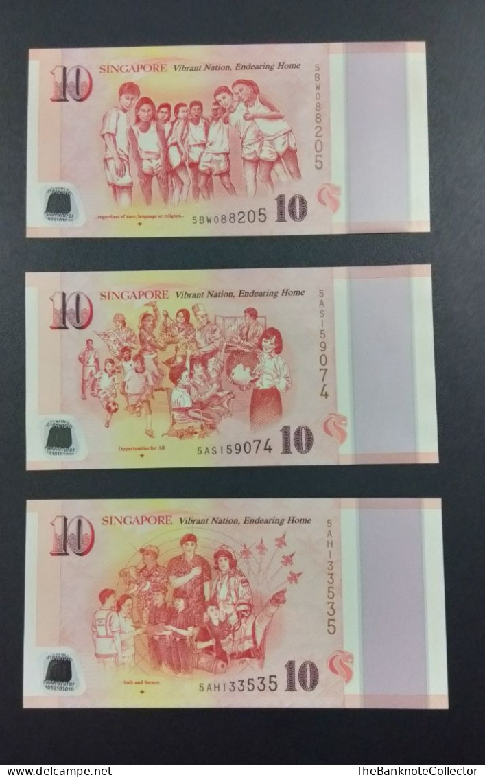 Singapore 10 Dollars X 5 Pieces  2015 Commemorative 50 Years Of Nation Building  P-56-57-58-59-60 UNC - Singapore