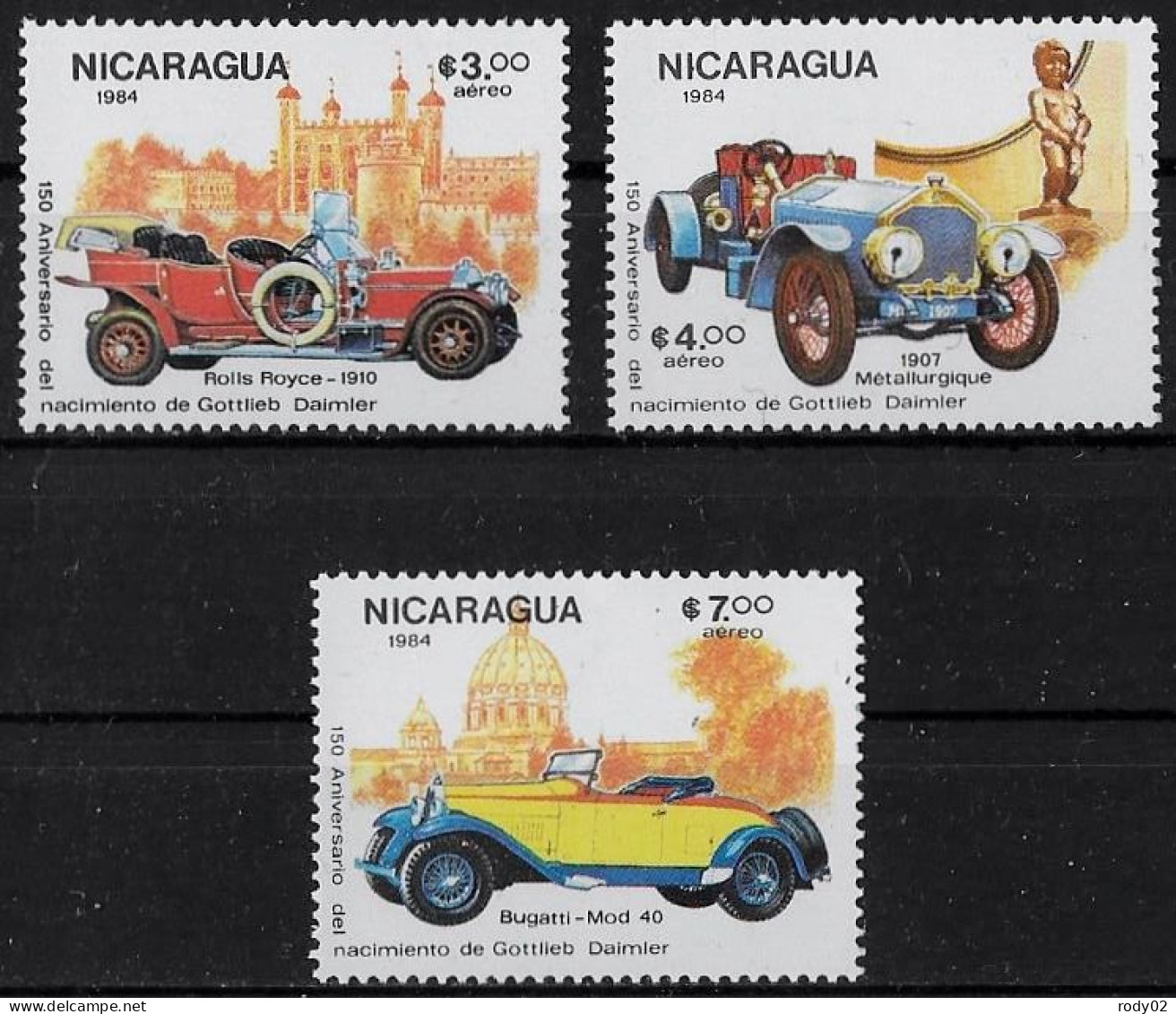 NICARAGUA - AUTOMOBILES - PA 1065 A 1067 - NEUF** MNH - Autos