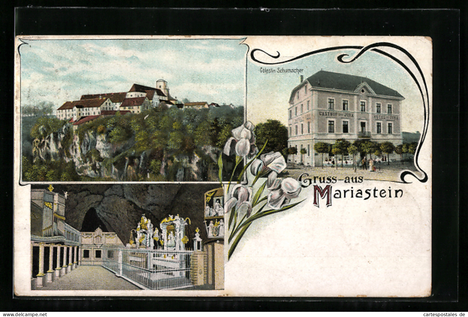 Lithographie Mariastein, Gasthof & Hotel Jura V. Cölestin Schumacher, Schloss, Innenansicht  - Autres & Non Classés