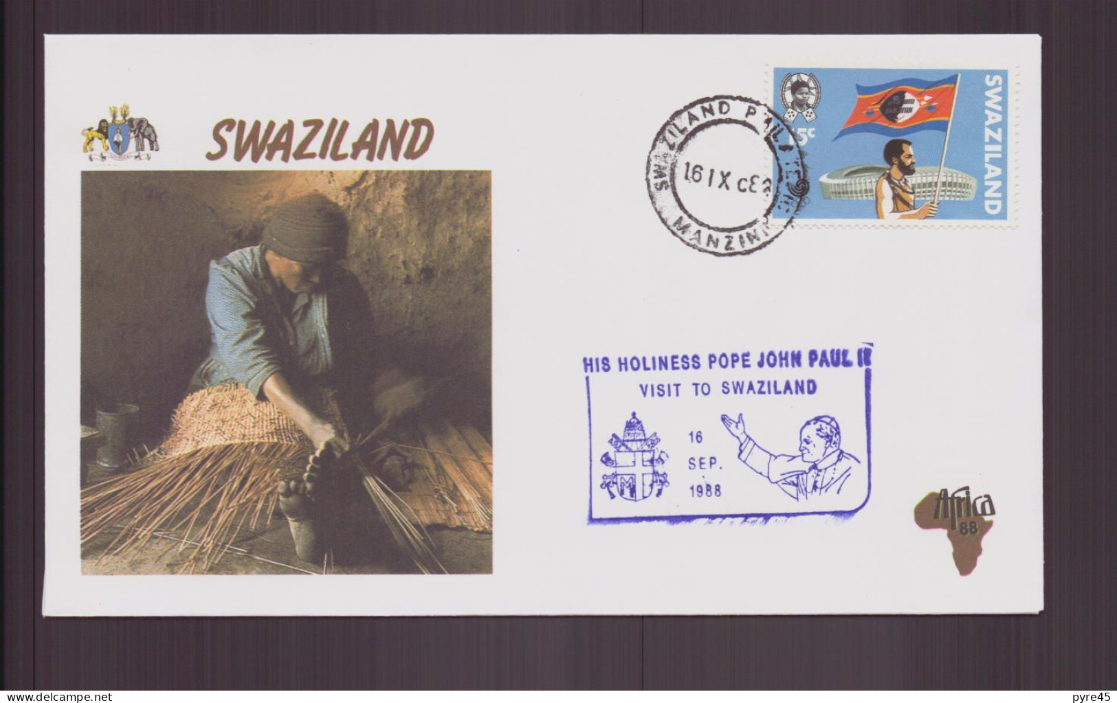 Swaziland, Enveloppe Avec Cachet Commémoratif " Visite Du Pape Jean-Paul II " Manzini, 16 Septembre 1988 - Swaziland (1968-...)