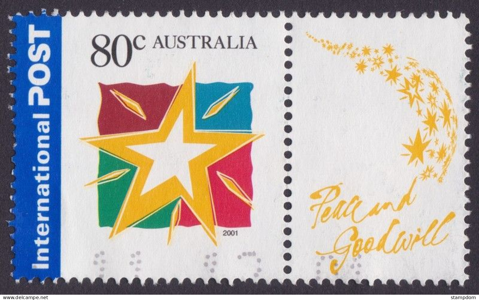 AUSTRALIA 2001 Christmas 80c Star Sc#2001 USED @O308 - Used Stamps