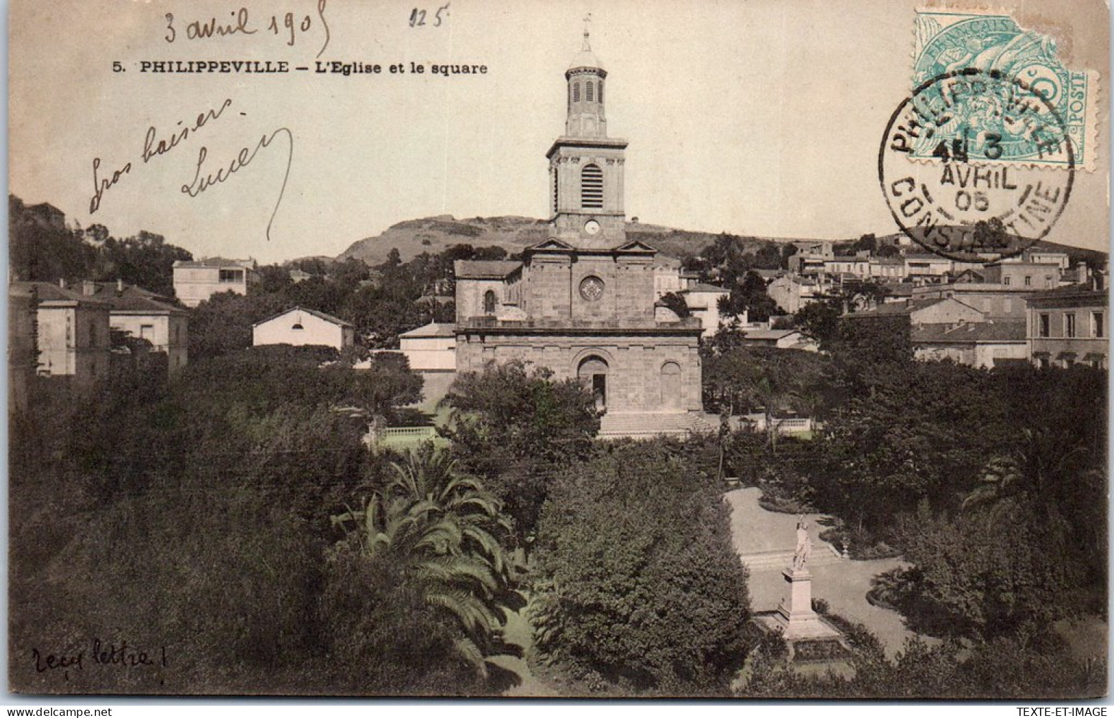 ALGERIE - PHILIPPEVILLE - L'eglise Et Le Square  - Skikda (Philippeville)
