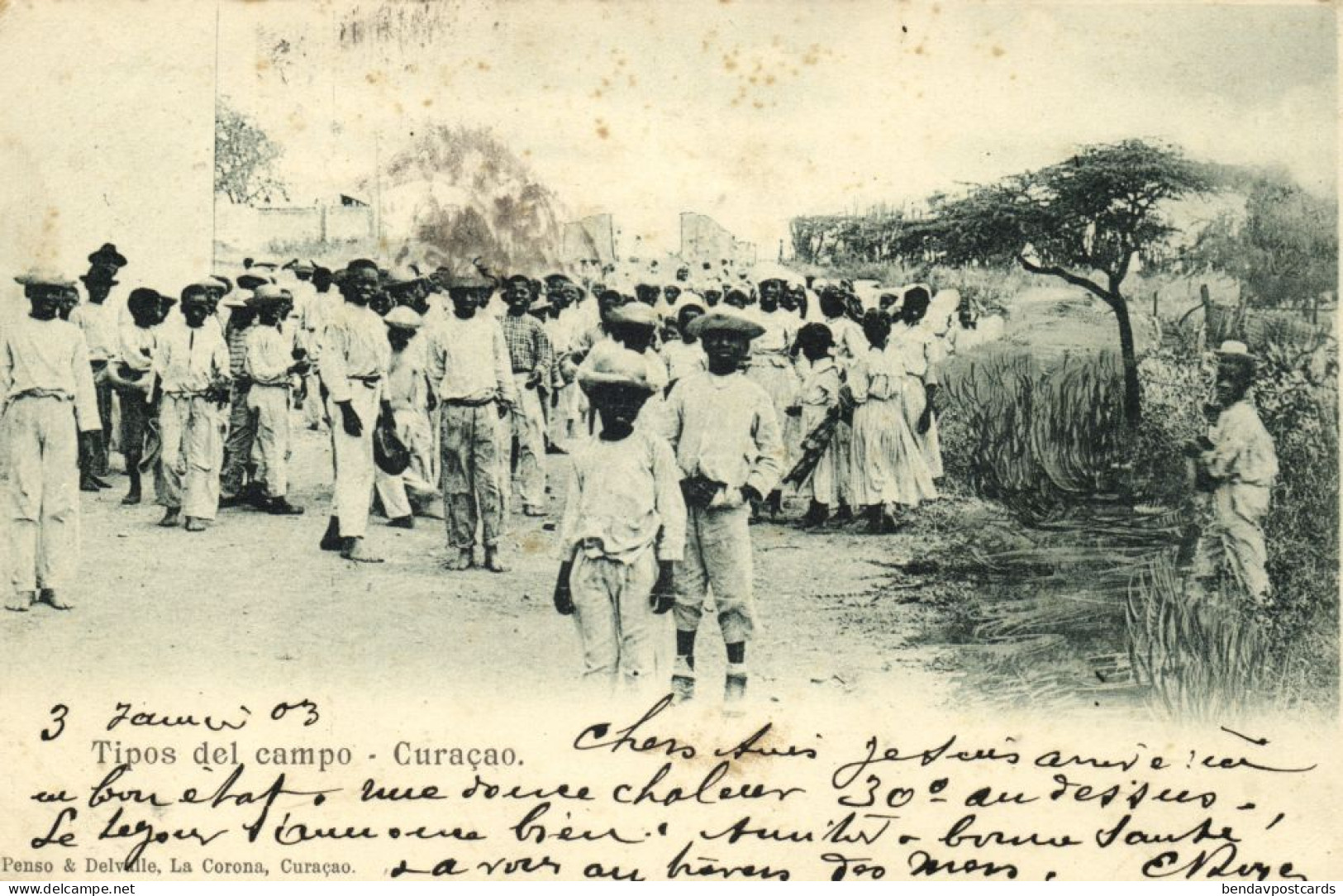 Curacao, W.I., WILLEMSTAD, Tipos Del Campo (1903) Penso & Delvalle Postcard - Curaçao