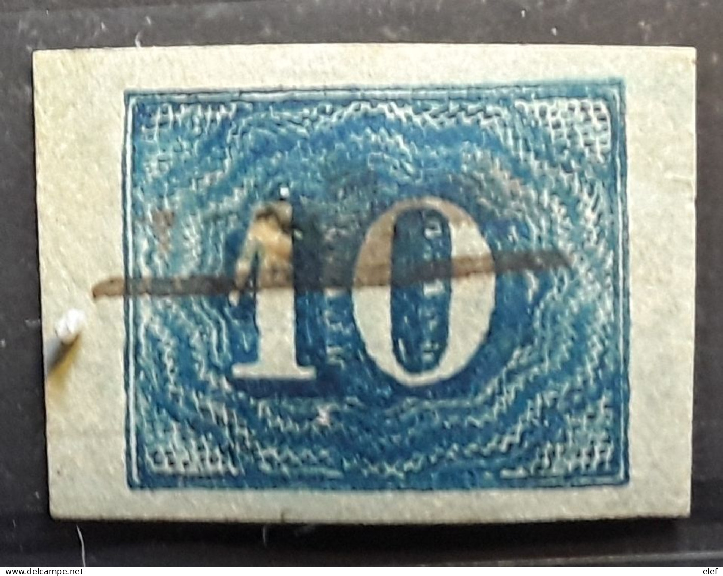 BRASIL BRESIL BRAZIL 1854 - 1861, Chiffres,  Yvert No 19 A, 10 R Bleu BORD DE FEUILLE Obl Plume Pen Cancel TB - Gebruikt