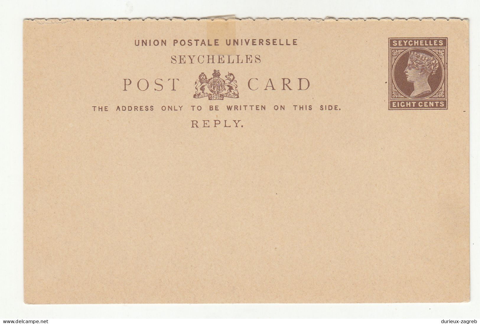 Seychelles ONLY ANSWER PART Of Old QV Postal Stationery Postcard With Reply Not Posted B240401 - Seychellen (...-1976)