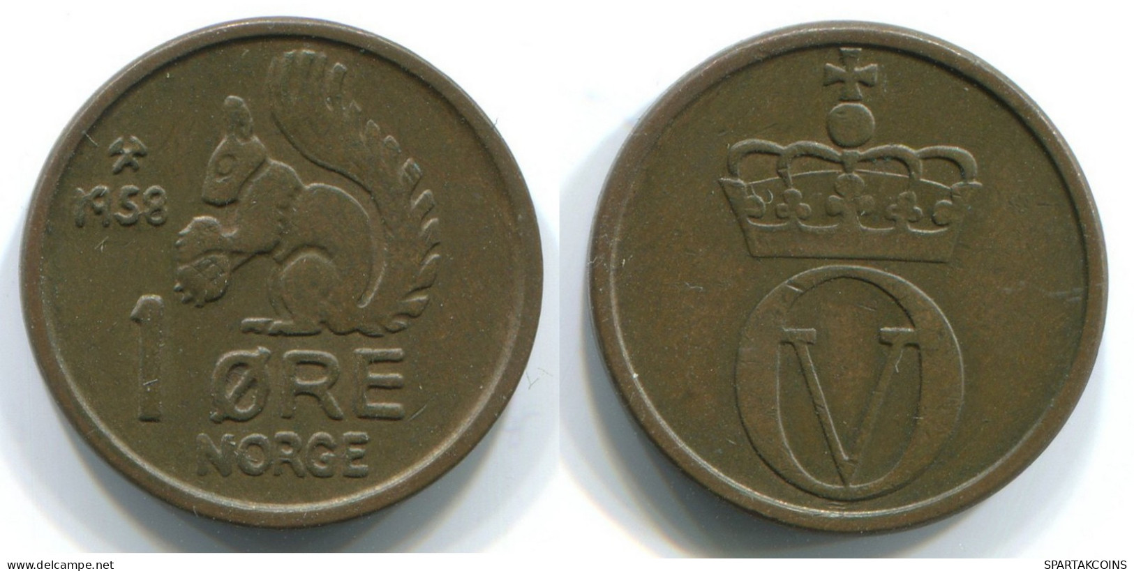 1 ORE 1958NORUEGA NORWAY Moneda #WW1064.E.A - Noruega