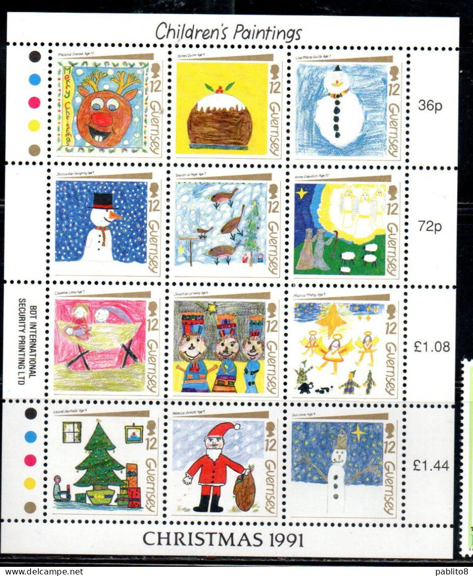 GUERNSEY GUERNESEY 1991 CHRISTMAS NATALE NOEL WEIHNACHTEN NAVIDAD NATAL BLOCK SHEET SET MNH - Guernsey