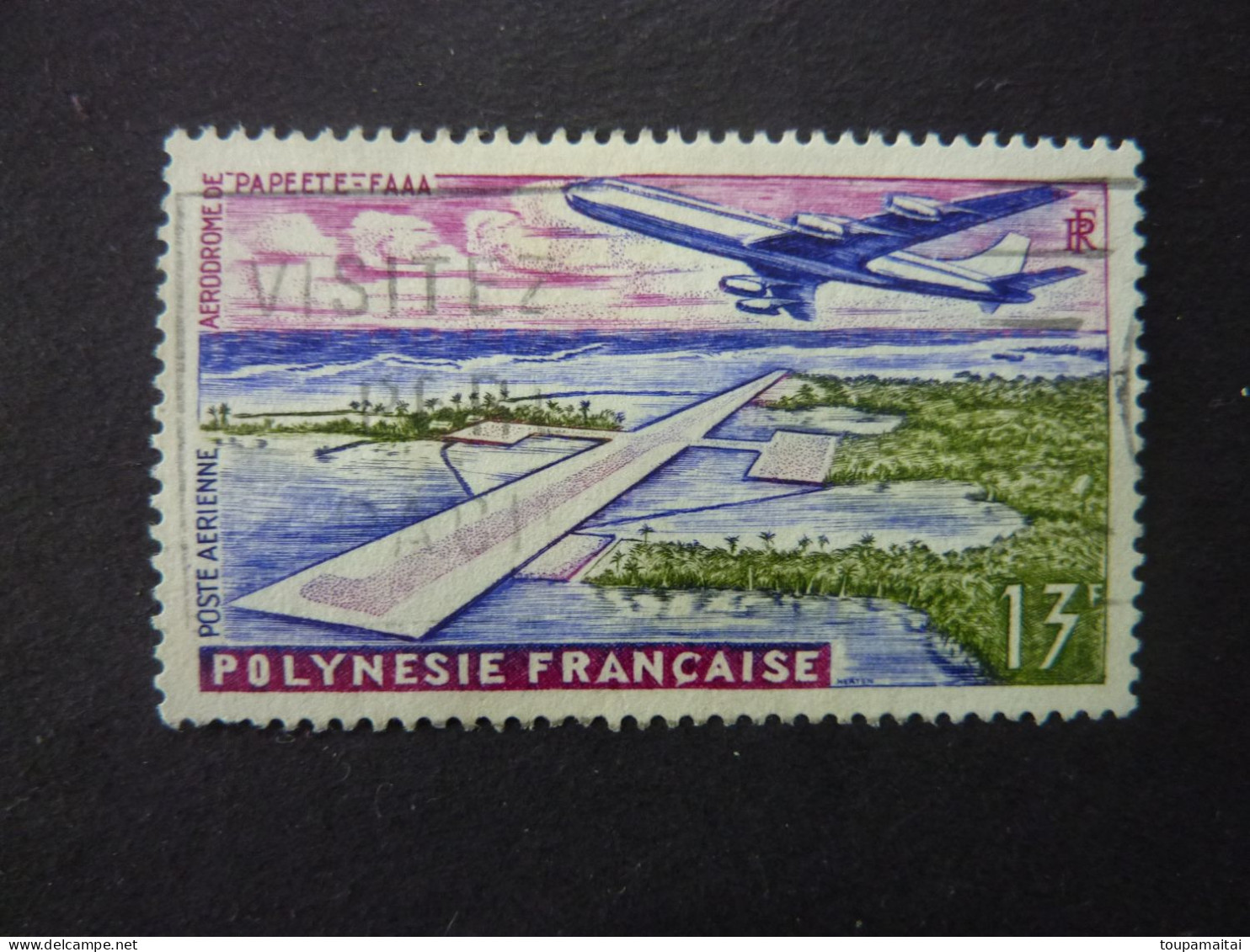 POLYNESIE FRANCAISE, Poste Aérienne, Année 1960, YT N° 5 Oblitéré (aéroport Tahiti-Faaa Et Avion) - Used Stamps