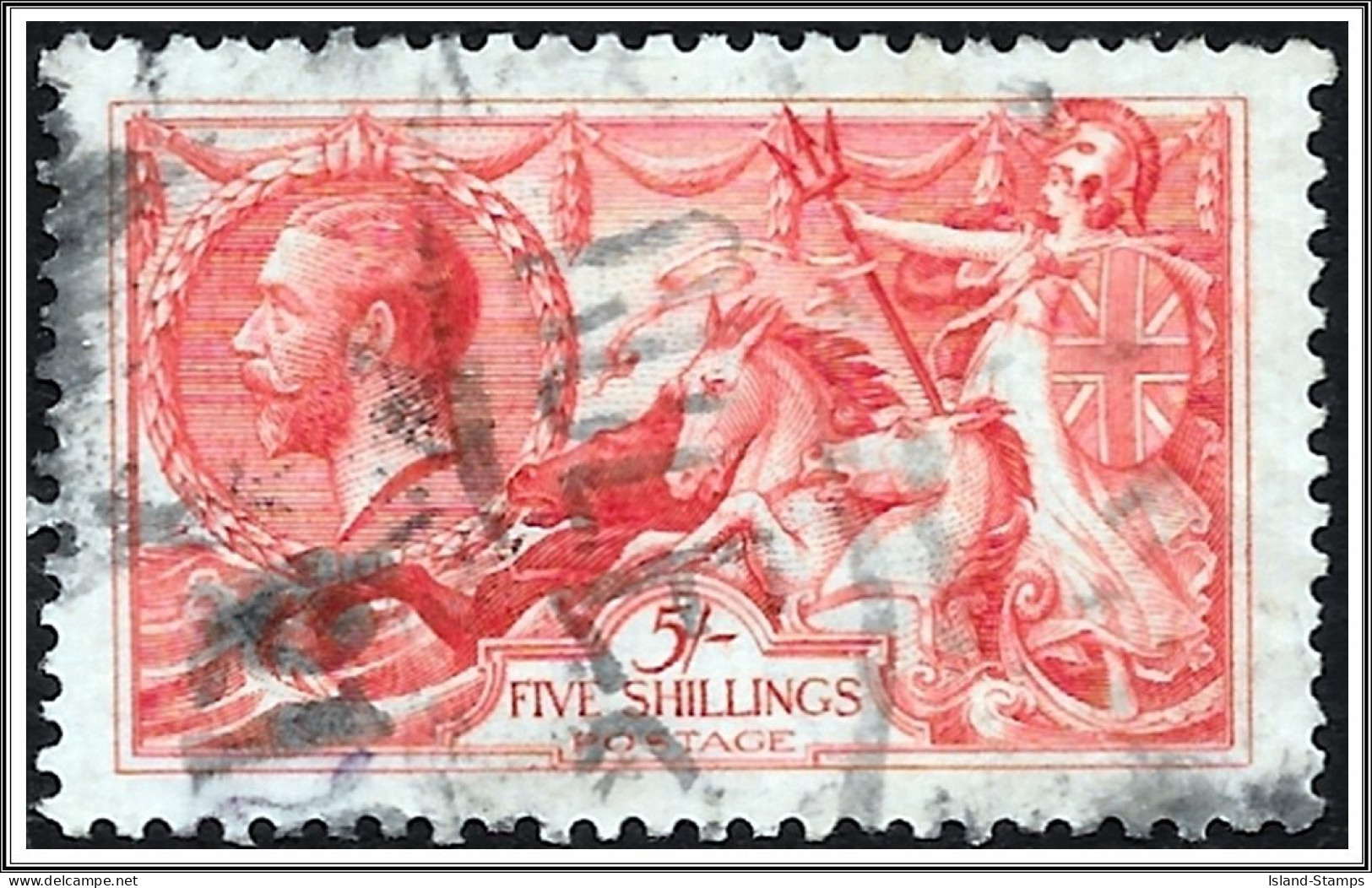 KGV 1918-19 5S Rose Red Seahorse SG416 Used Hrd2a - Gebruikt