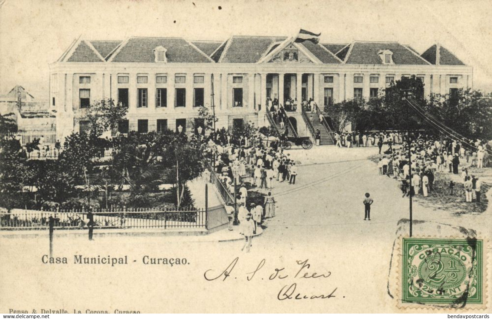 Curacao, W.I., WILLEMSTAD, Casa Municipal (1904) Penso & Delvalle Postcard - Curaçao