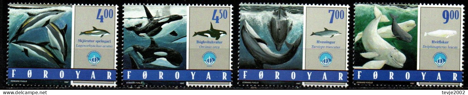 Färöer 1998 - Mi.Nr. 334 - 337 - Postfrisch MNH - Tiere Animals Wale Whales - Walvissen