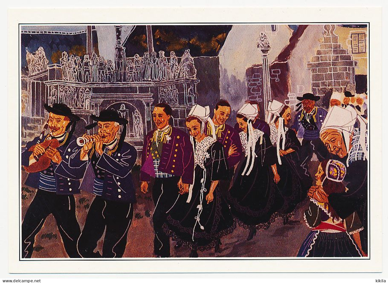 CPSM Glacée 10.5 X 15 Homualk Folklore Breton  Noce à Plougastel - Homualk