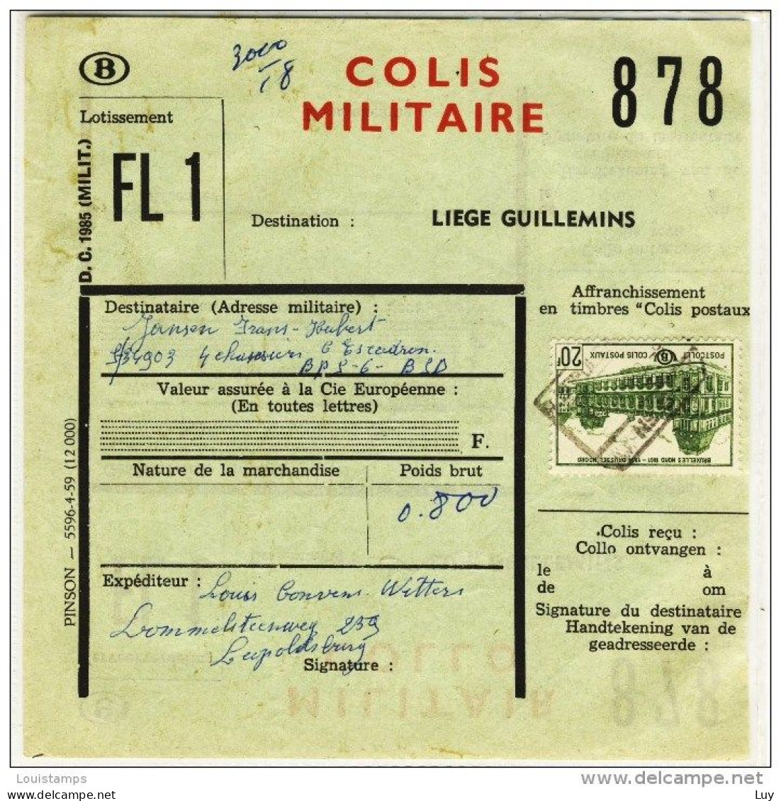 Bahnpost - Colis Militaire -18.2.1960 - Refb3 - Documenti & Frammenti