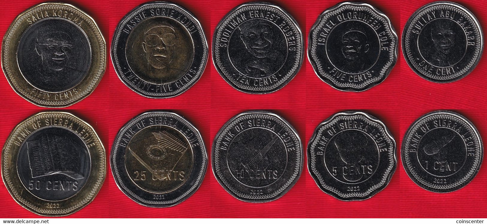 Sierra Leone Set Of 5 Coins: 1 - 50 Cents 2022 "New Coin Family" UNC - Sierra Leone