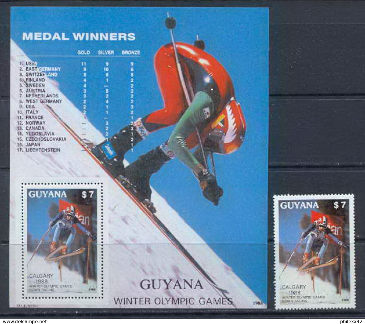 Guyane Guyana 329a N° 19 + 2050 U Jeux Olympiques (olympic Games) Calgary Canada ** MNH - Inverno1988: Calgary