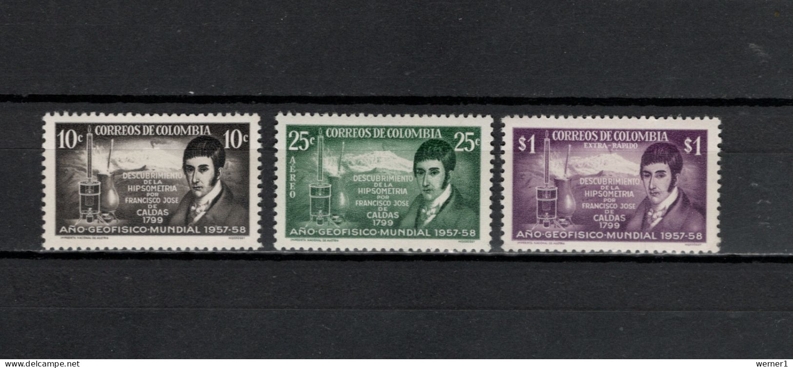 Colombia 1958 Space, International Geophysical Year Set Of 3 MNH - Amérique Du Sud