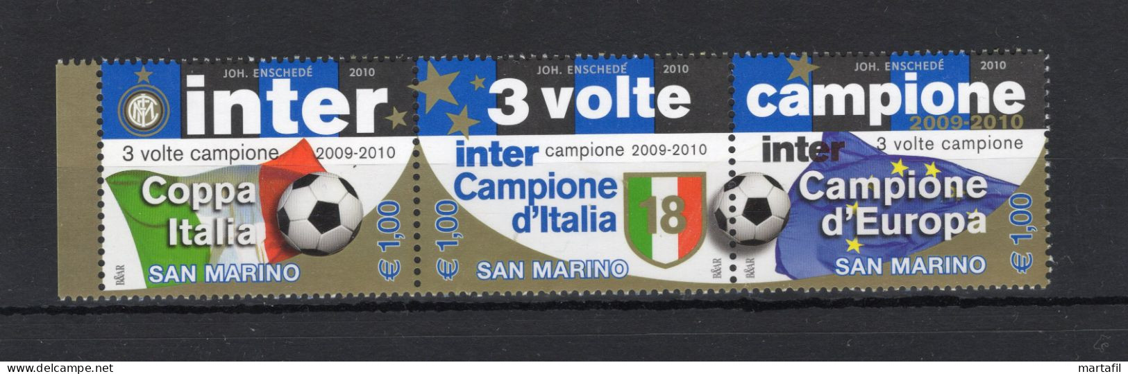 2010 SAN MARINO SET MNH ** 2286/2288 Inter Tre Volte Campione, Calcio - Ongebruikt