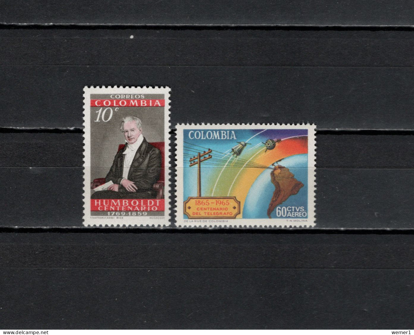 Colombia 1960/1965 Space, Alexander Von Humboldt, Telecommunication 2 Stamps MNH - Amérique Du Sud