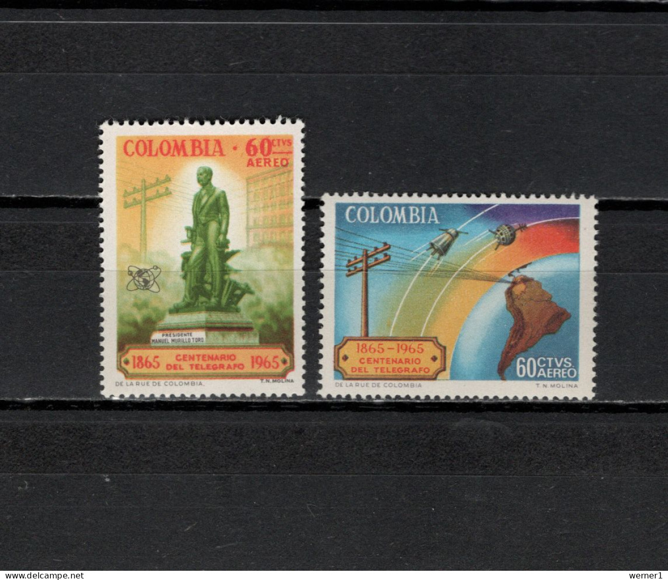 Colombia 1965 Space, Telecommunication Set Of 2 MNH - Amérique Du Sud