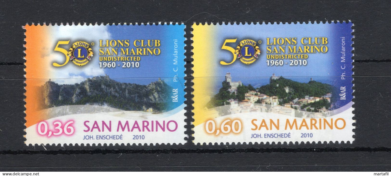 2010 SAN MARINO SET MNH ** 2289/2290 50° Ann. Lions Club - Unused Stamps