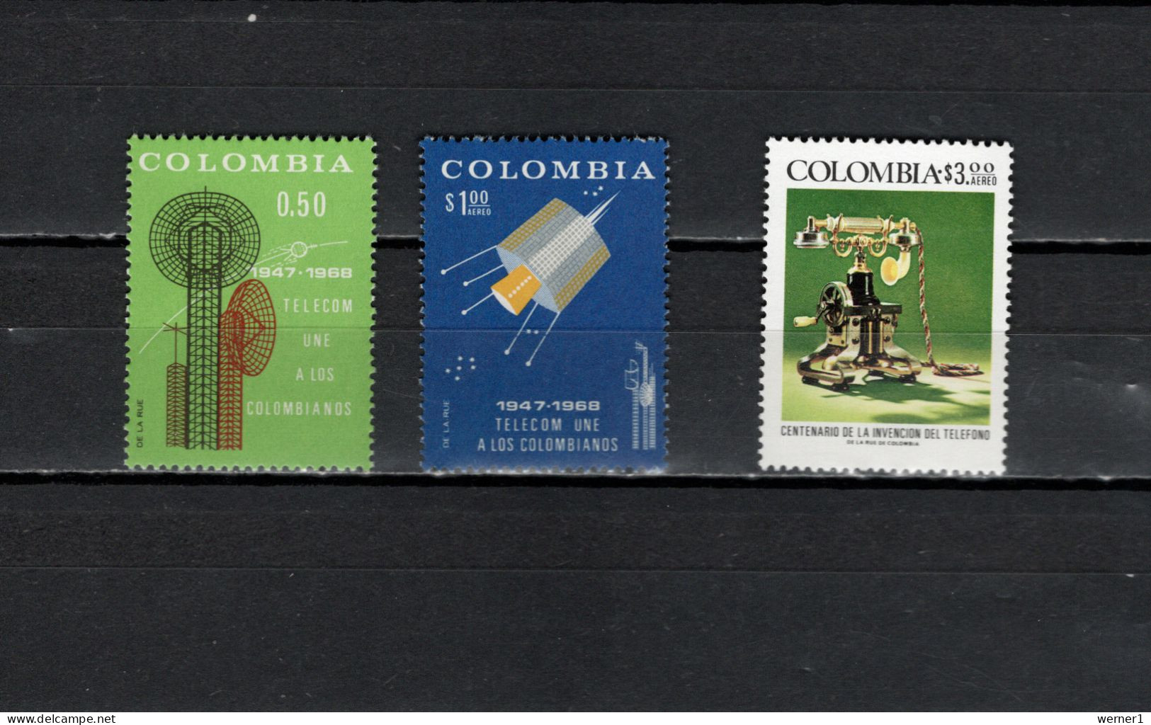 Colombia 1968/1976 Space, TELECOM, Telephone Centenary 3 Stamps MNH - Amérique Du Sud