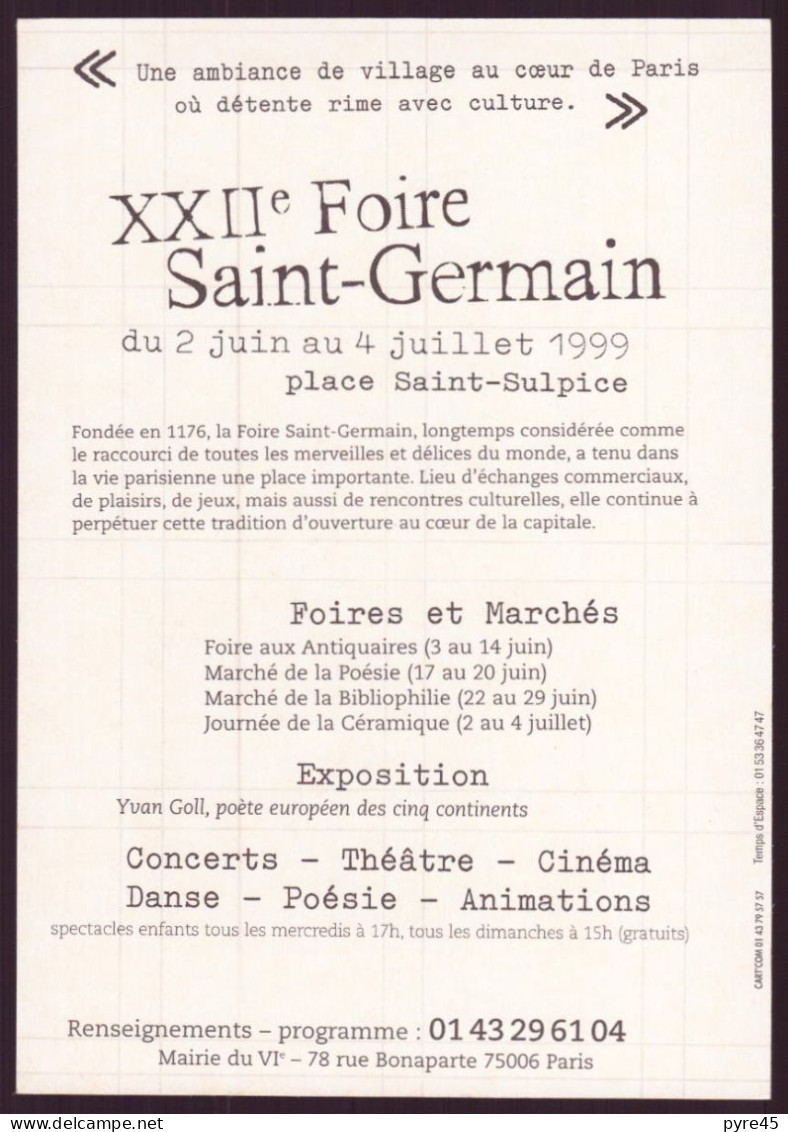 XXII ° FOIRE SAINT GERMAIN 1999 PARIS - Altri & Non Classificati