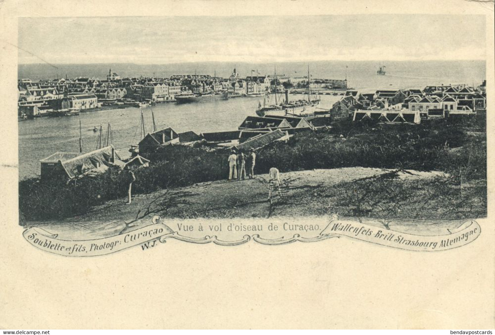 Curacao, W.I., WILLEMSTAD, Bird's Eye View (1900s) Wallenfels-Brill Postcard - Curaçao