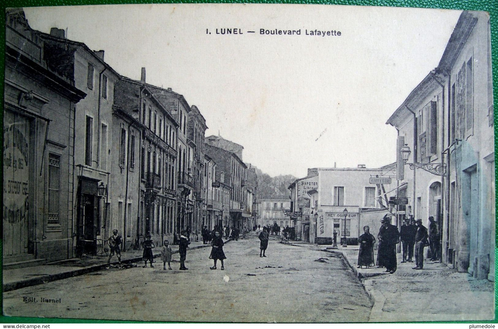 Cpa 34 LUNEL Animée BOULEVARD LAFAYETTE , 1915 , Commerces COIFFEUR REY LIBRAIRIE EDITEUR BARNEL - Lunel