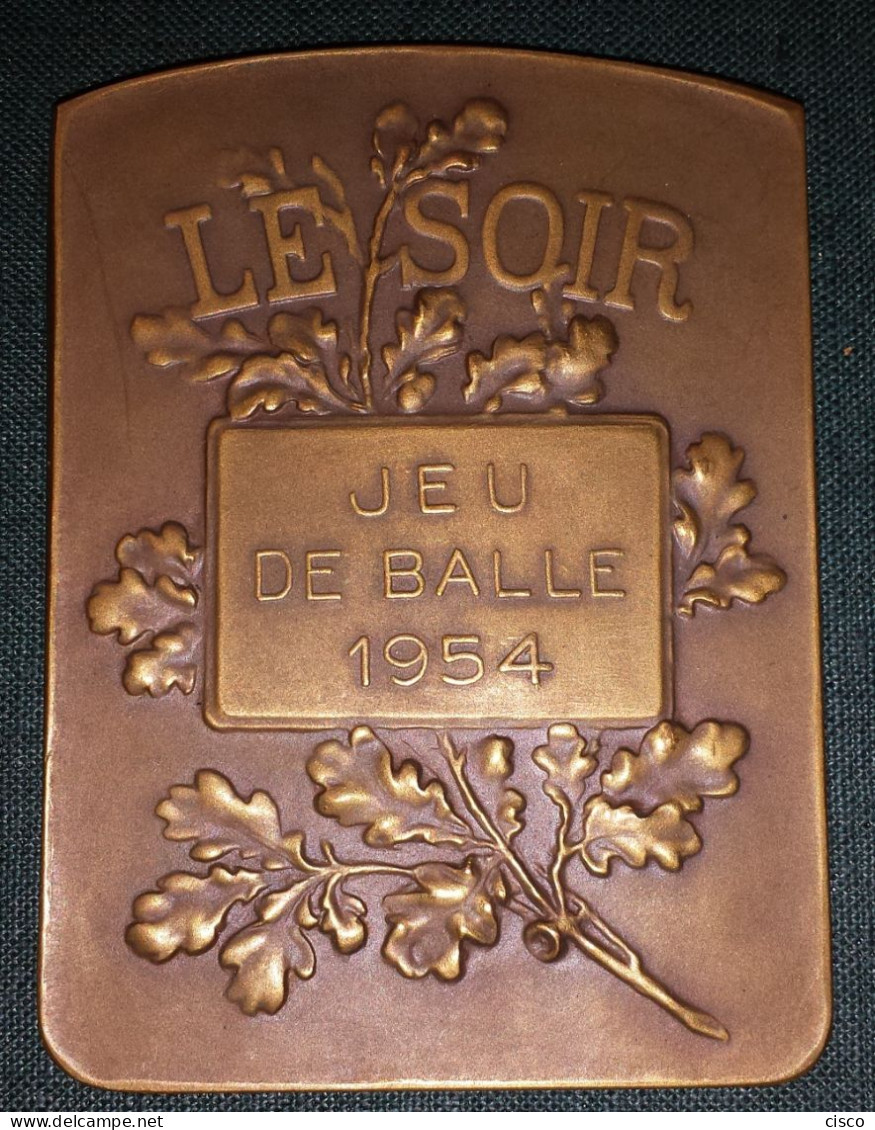 BELGIQUE Pierre THEUNIS Médaille Art Nouveau Pour Le Soir Jeu De Balle 1954 Grand Format - Adel