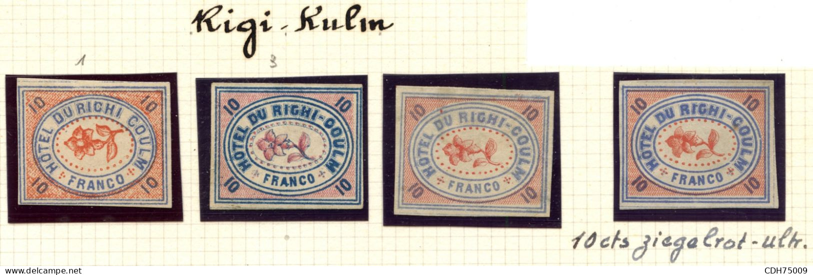 SUISSE - HOTEL RIGI - KULM - ENSEMBLE DE 4 TIMBRES SUR FEUILLE DE COLLECTION - AVEC ET SANS CHARNIERE - Neufs