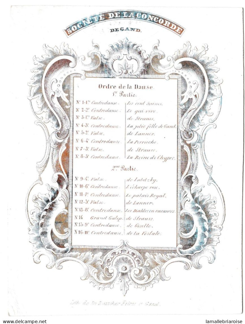 Belgique, "Carte Porcelaine" Porseleinkaart, Ordre De Marche De La Societe De La Concorde De Gand  83x121mm - Porcelana